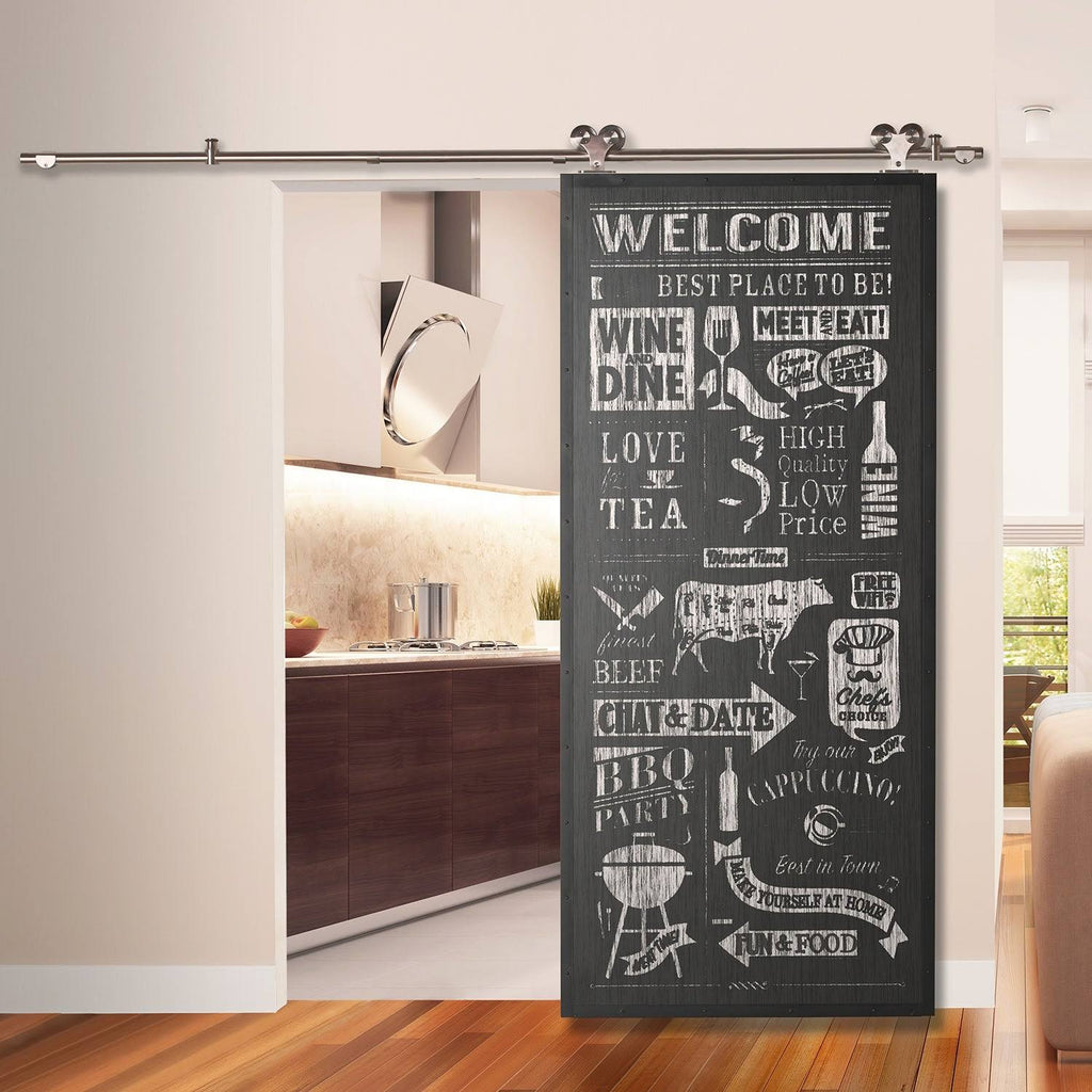 Bistro Chalkboard and Steel Barn Door Slab 33 in. P56229