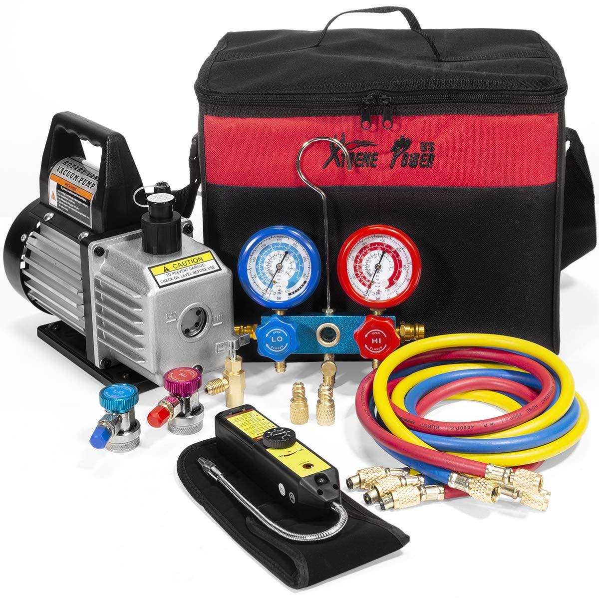 4CFM Air Vacuum Pump HVAC Refrigeration Kit with Manifold Gauge Set F588667