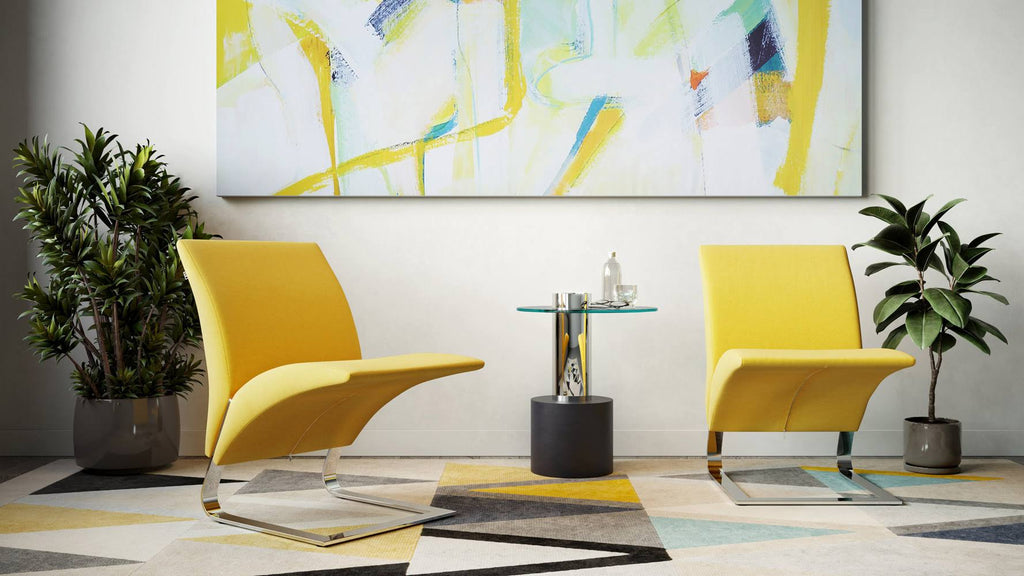 Clear Glass End Table with Stainless Steel and Black Base I24122