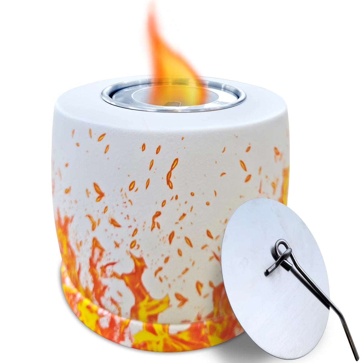 White Round Concrete Bio Ethanol Tabletop Fire Pit A224