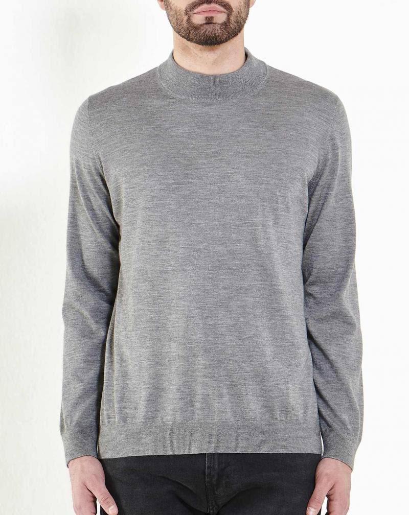 Men's Silk Cashmere Mock Turtleneck Mélange Grey U275988