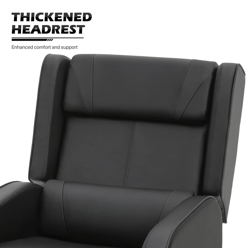 Black PU Leather Adjustable Reclining Gaming Chair with Footrest N252606