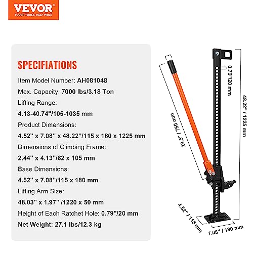 48" 7000 lbs Capacity Ratcheting Farm Jack V650168
