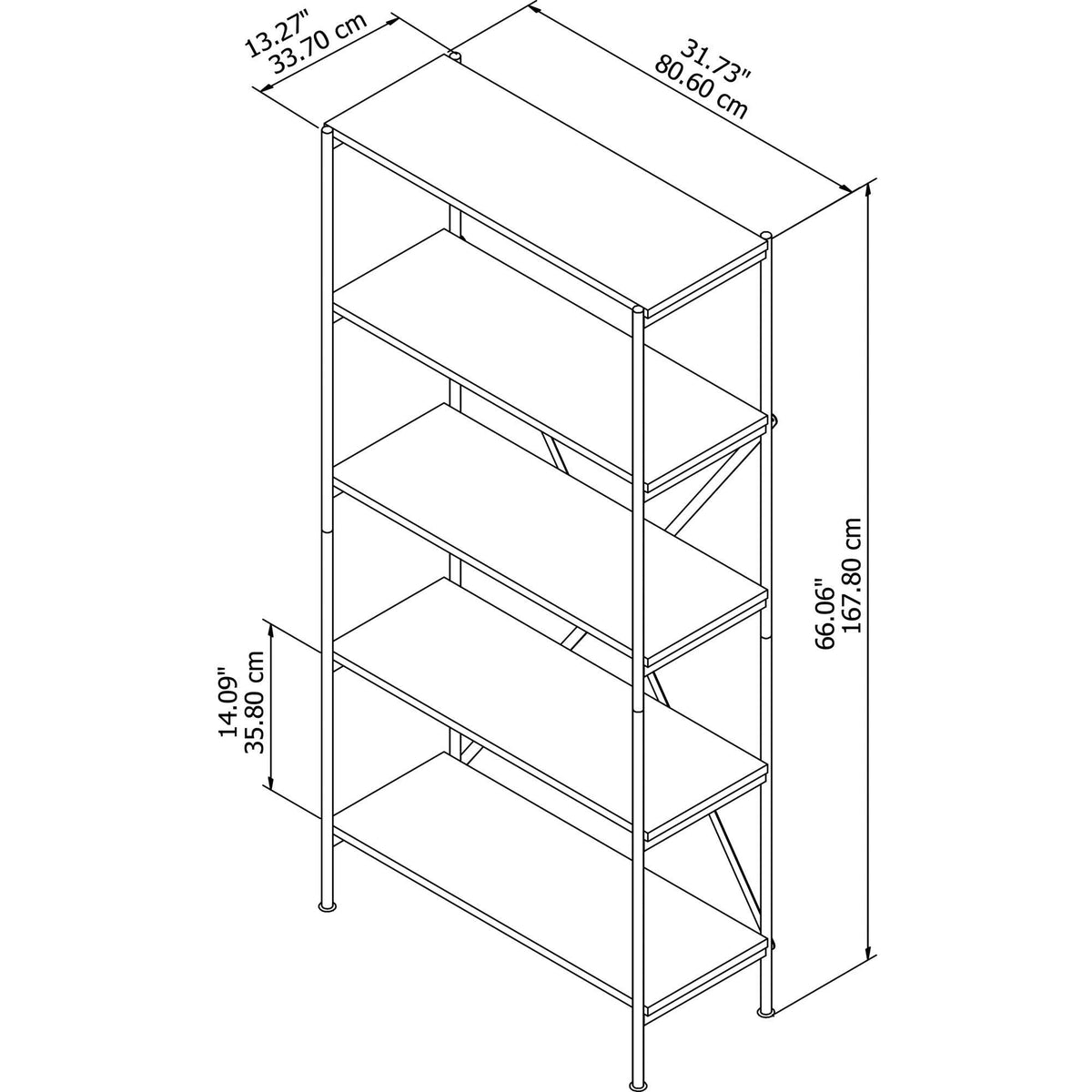 Vintage Golden Pine 5 Shelf Etagere Bookcase K96666