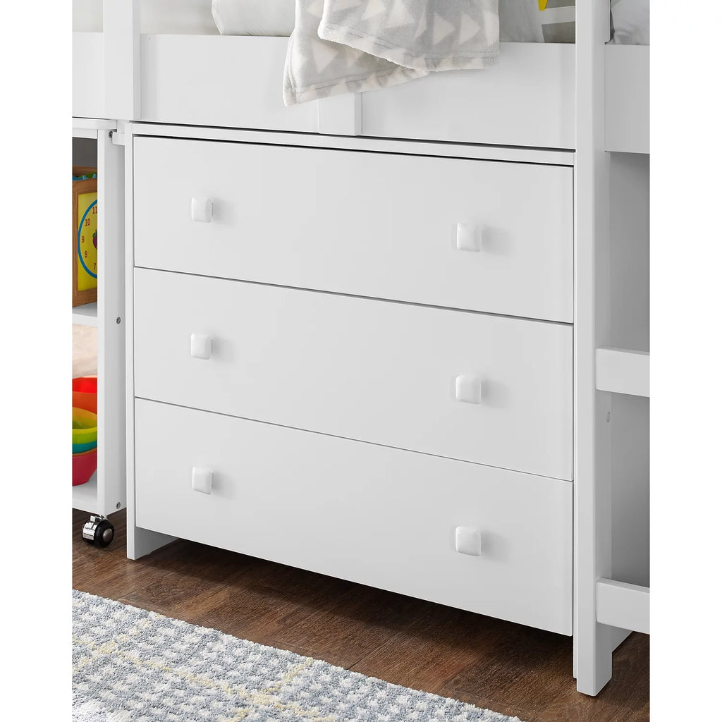 Twin Low Loft Bed with Desk, White M2796