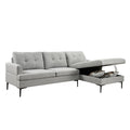 Light Gray L Shaped 3 Seater Sofa with Chaise and Storage N72139
