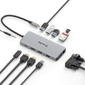 12-in-1 USB C Hub Docking Station Triple Display Type-C Adapter with Dual 4K HDMI / VGA Display Port, 87W PD3.0 Charging, Ethernet, Micro SD Card Reader, USB3.0 & 2 USB2.0 Ports L48437