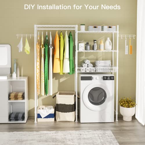 3 Tier Adjustable Height Storage Shelf with Wire Basket and 2 Hooks E9209