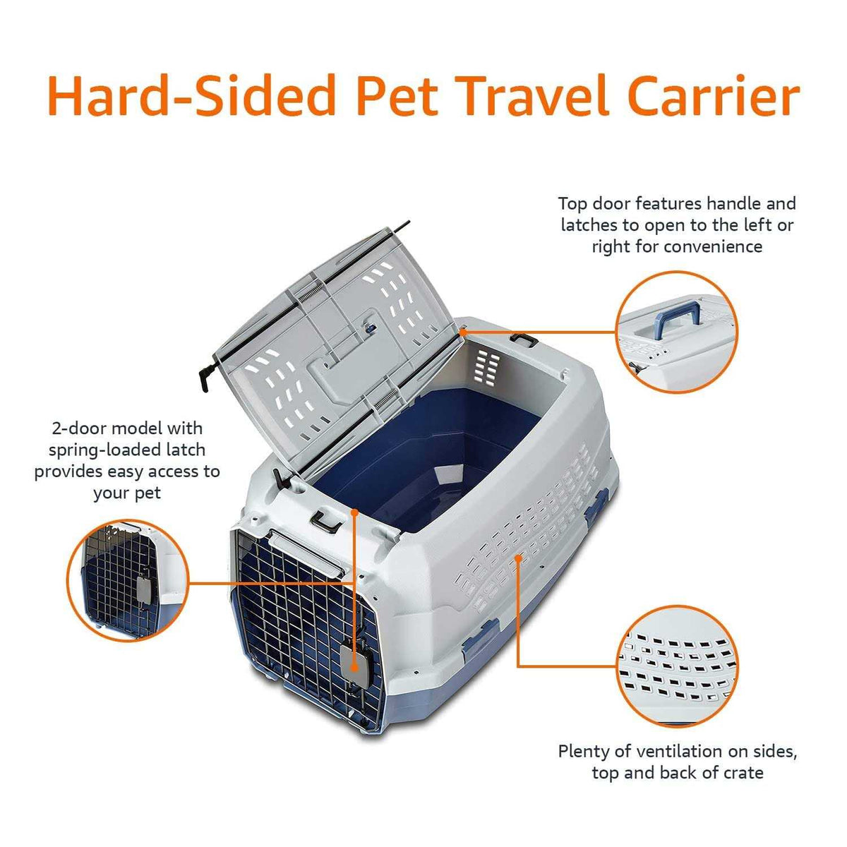 Two-Door Top-Load Hard-Sided Pet Travel Carrier G775
