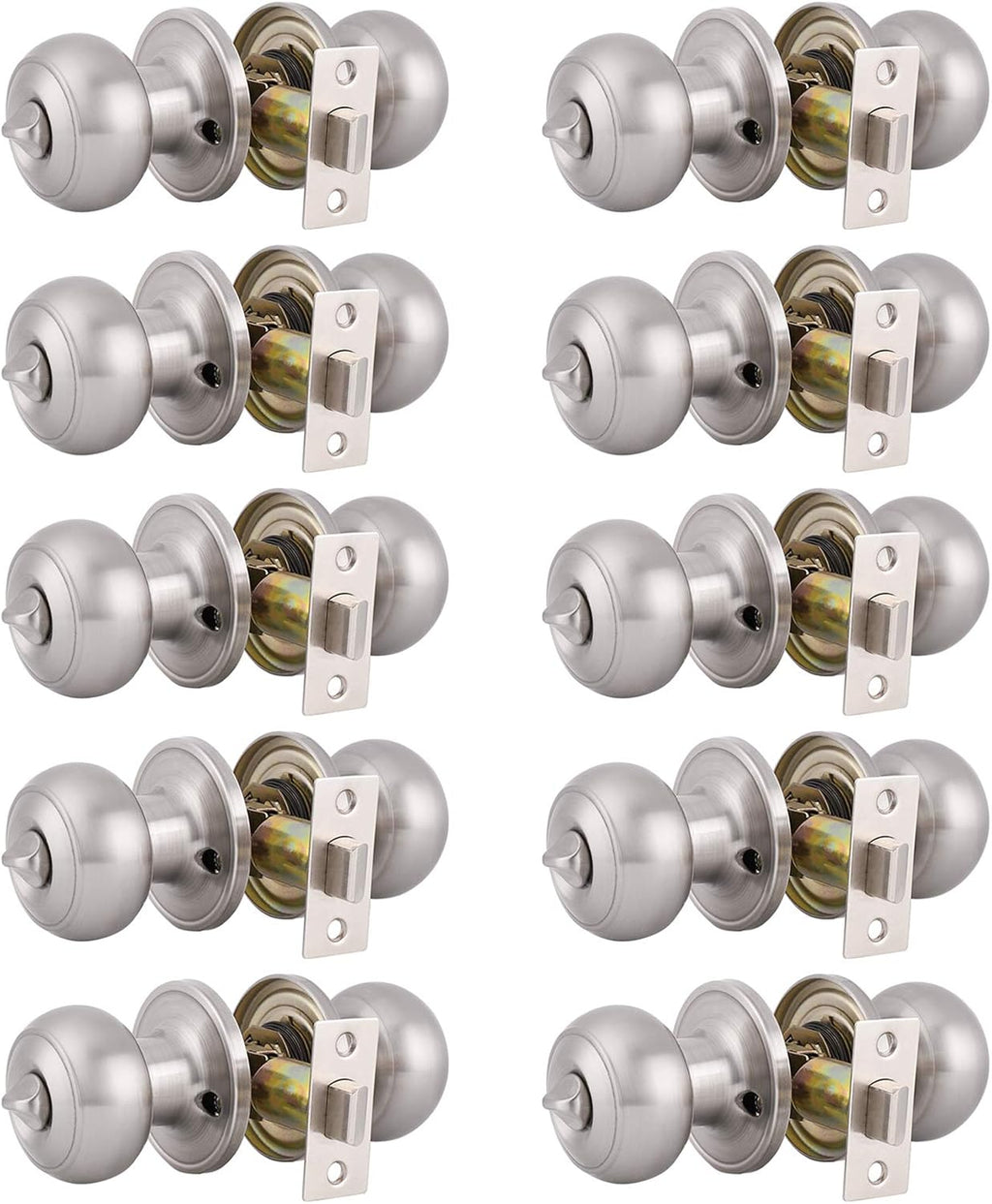 10 Pack Brushed Nickel Privacy Door Knob with Lock S95736
