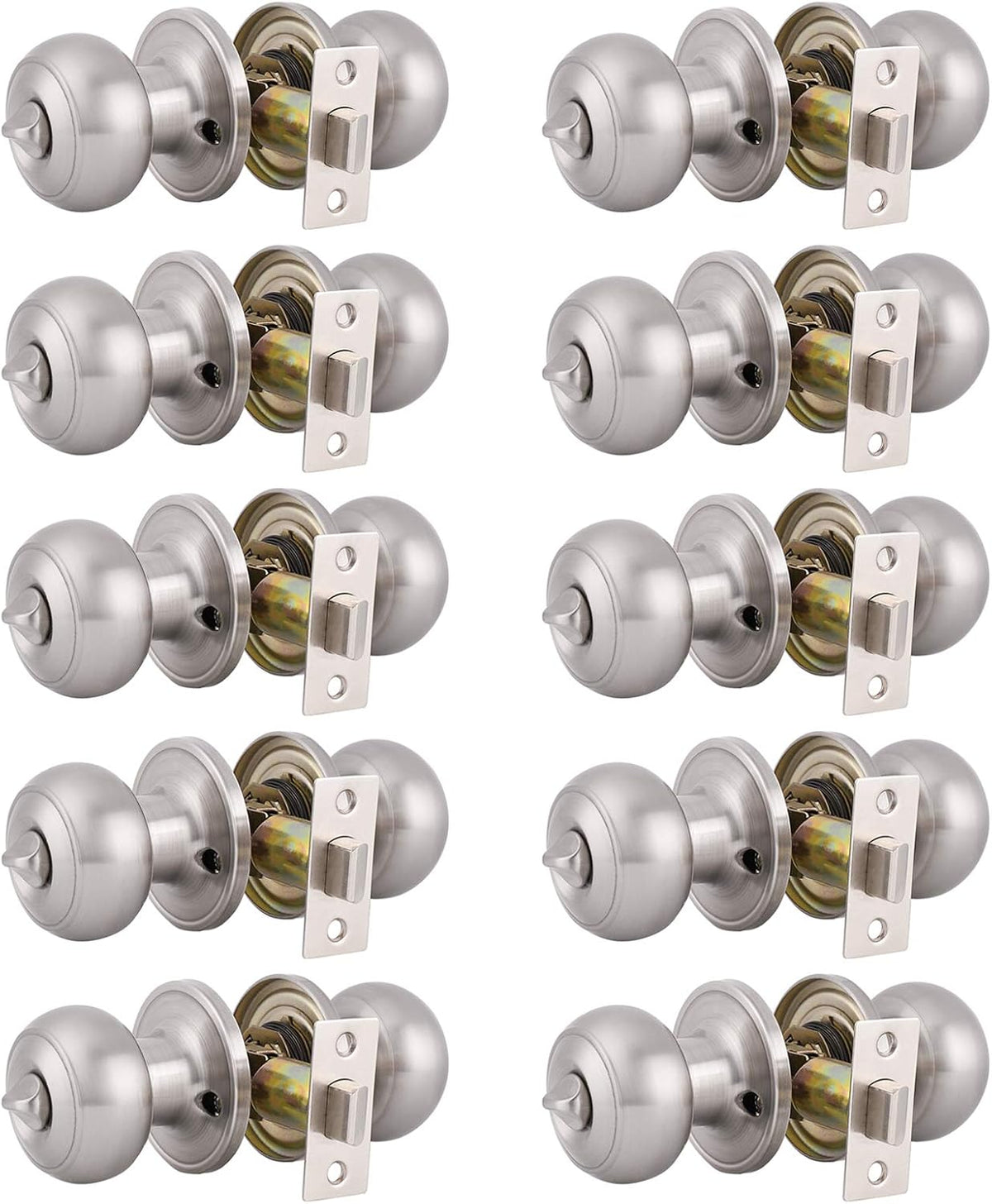 10 Pack Brushed Nickel Privacy Door Knob with Lock S95736