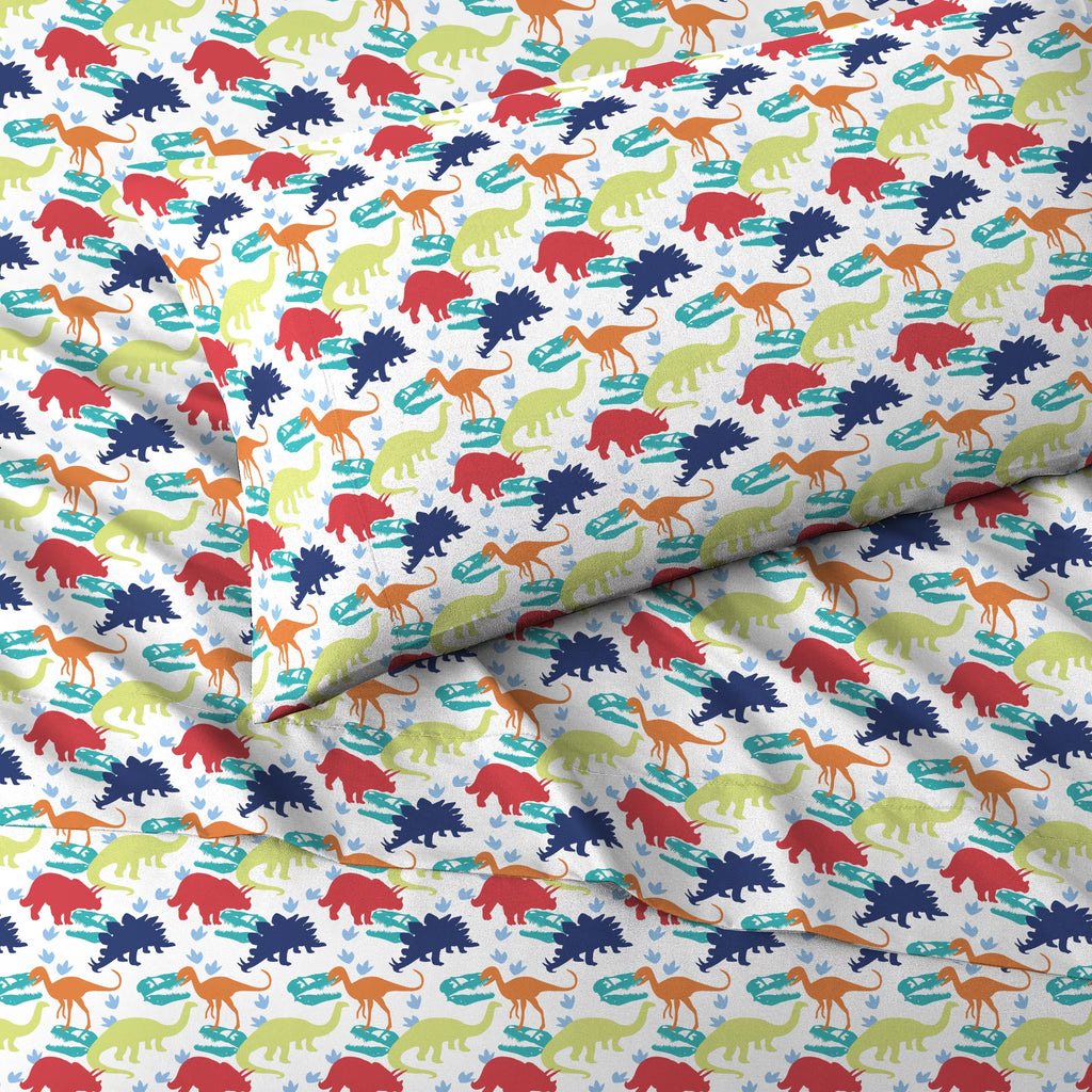 Blue Dinosaur Polyester Microfiber Twin 3 Pieces Sheet Sets G444067