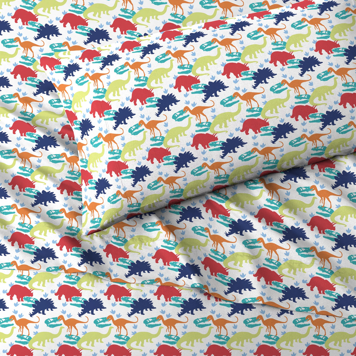 Blue Dinosaur Polyester Microfiber Twin 3 Pieces Sheet Sets G444067