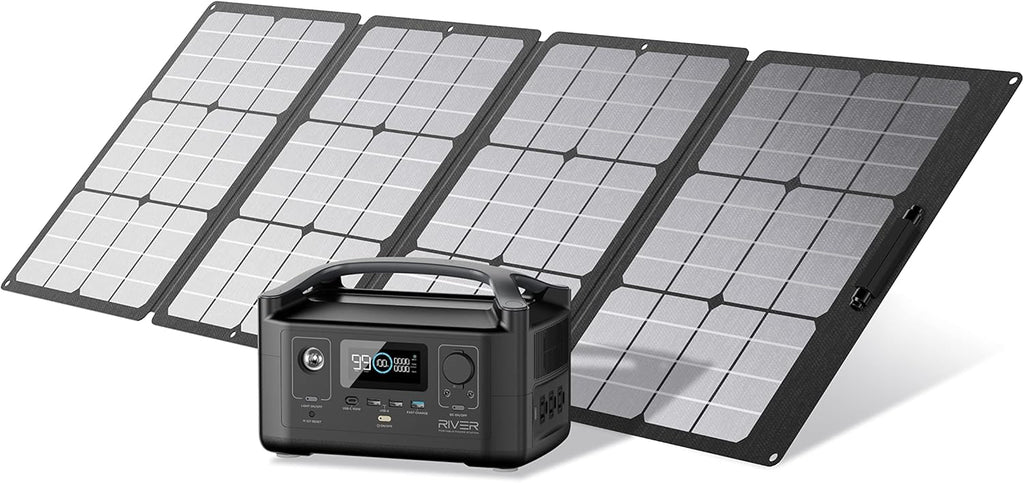 Portable Power Station 288Wh with 110W Solar Panel, 3 600W AC Outlets L748