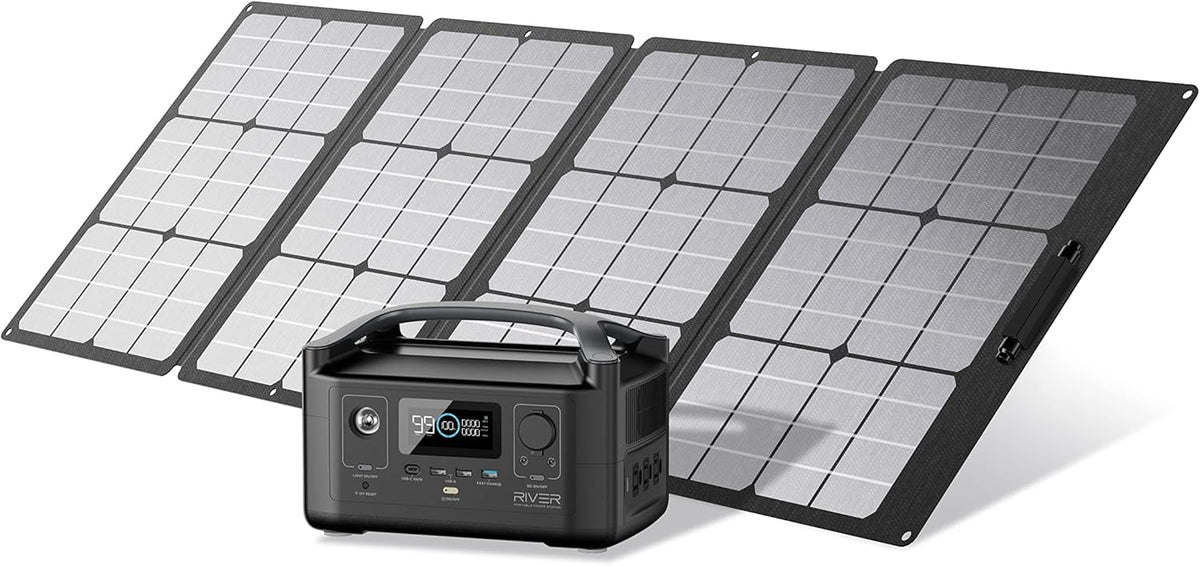 Portable Power Station 288Wh with 110W Solar Panel, 3 600W AC Outlets L748