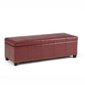 48 inch Wide Transitional Storage Ottoman in Radicchio Red Bonded Leather Q641472