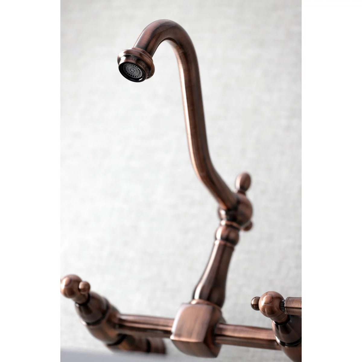 Antique Copper Wall Mount Bridge Kitchen Faucet G373