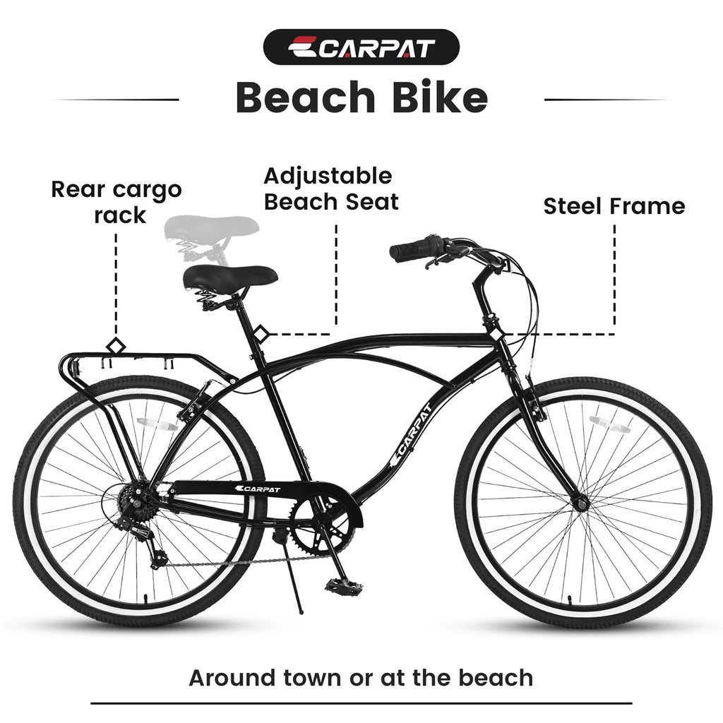 7 Speed Adult Beach Cruiser Bike 26 Wheels Y580561
