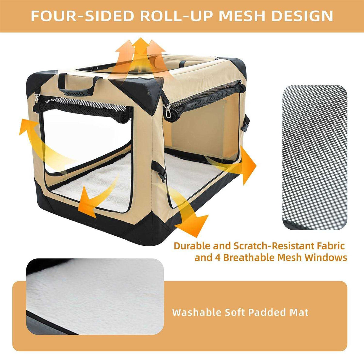 Collapsible 4-Door Soft Dog Crate X866747