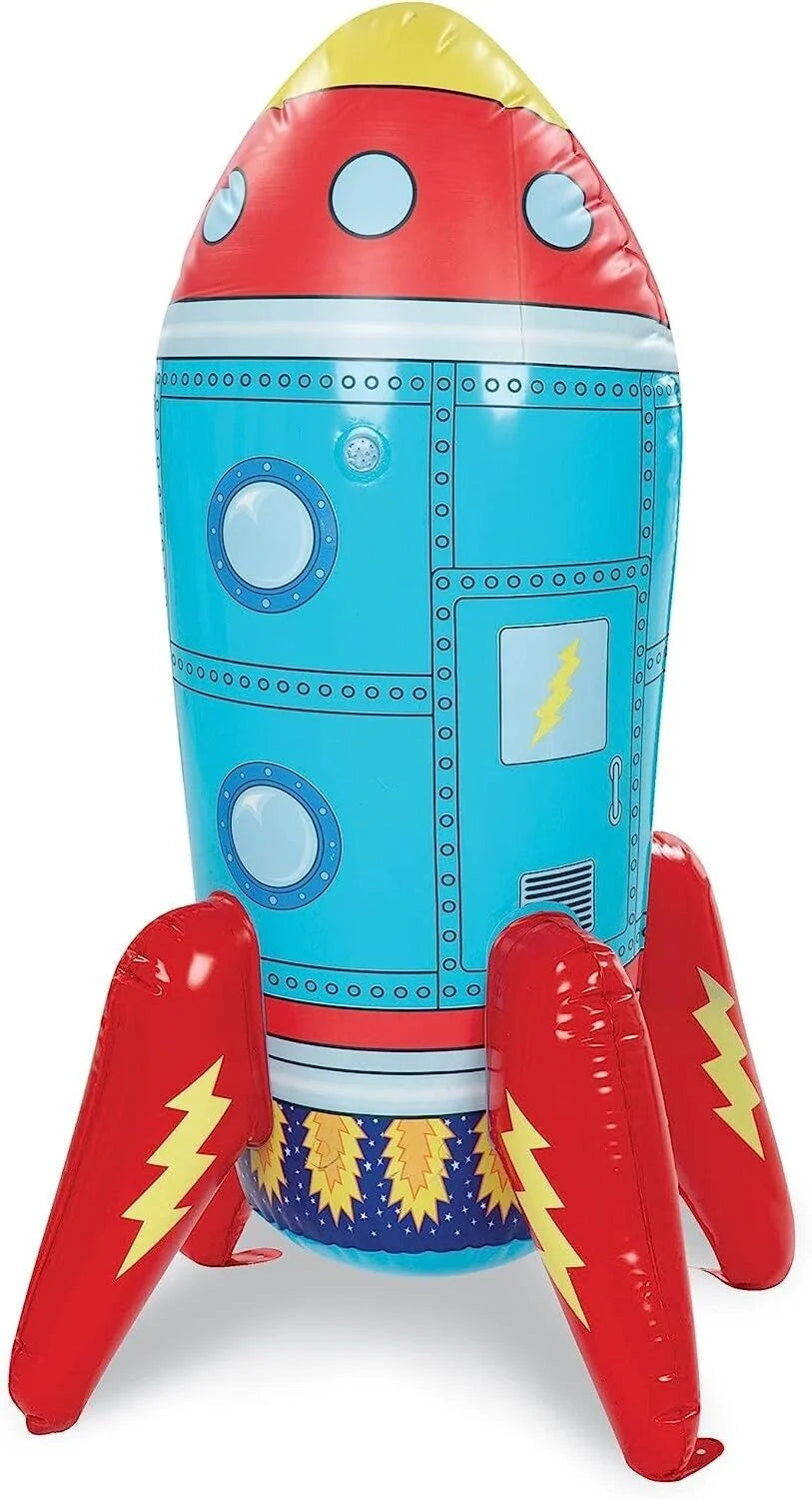 Inflatable Rocket Ship Water Sprinkler Toy Attach to Hose C96201