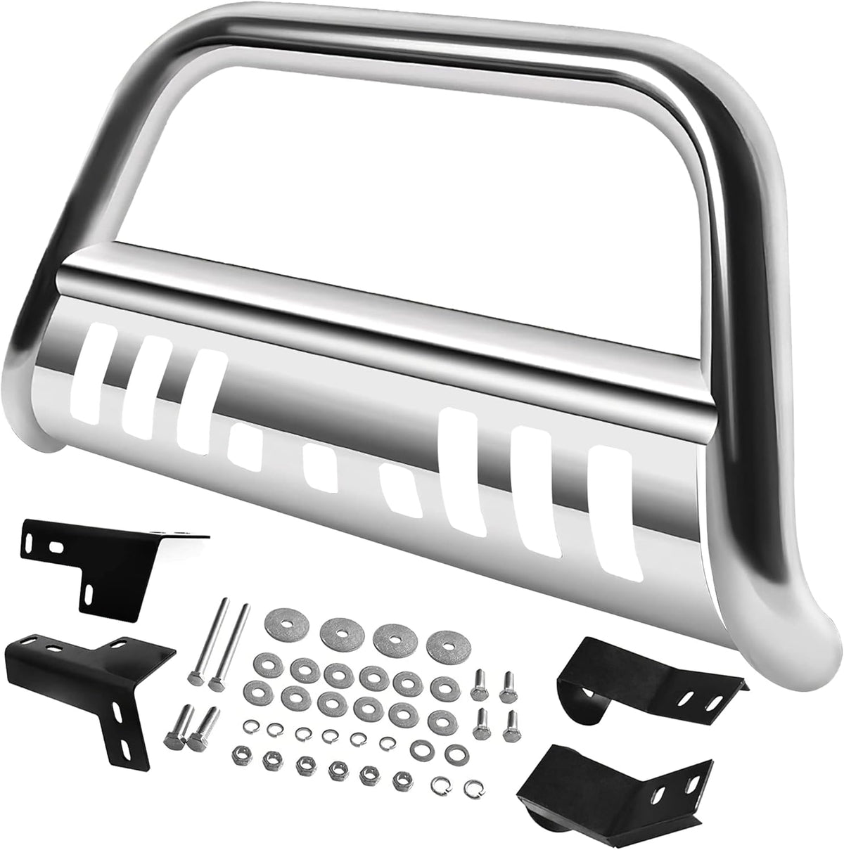 Stainless Chrome Bull Bar with Skid Plate P5653