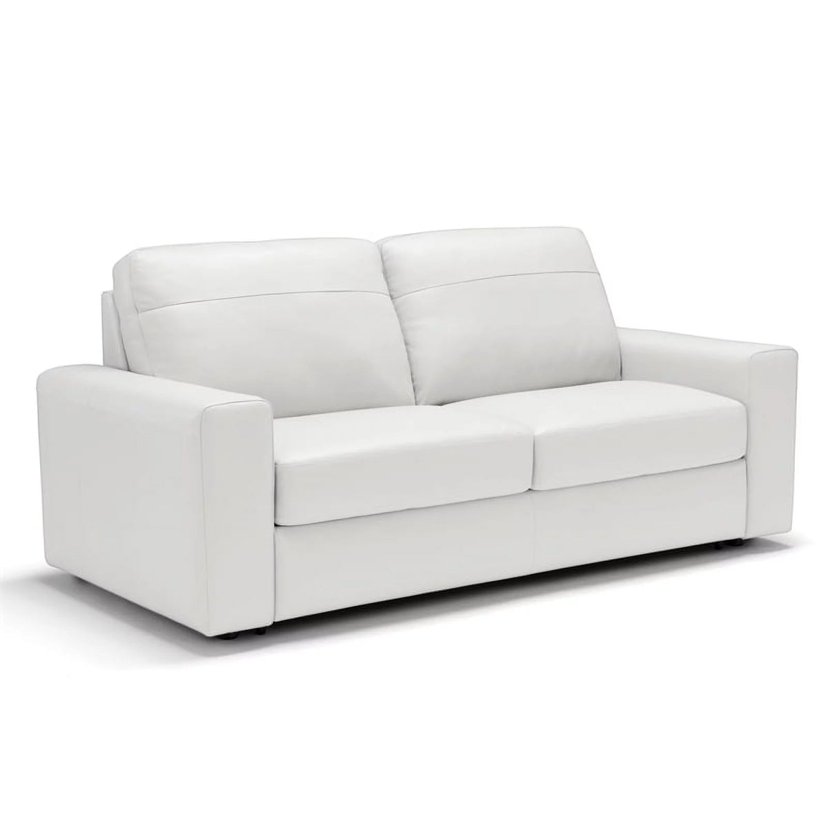 White Leather Sofa Sleeper with Full Size Pull Out Mattress Y6048
