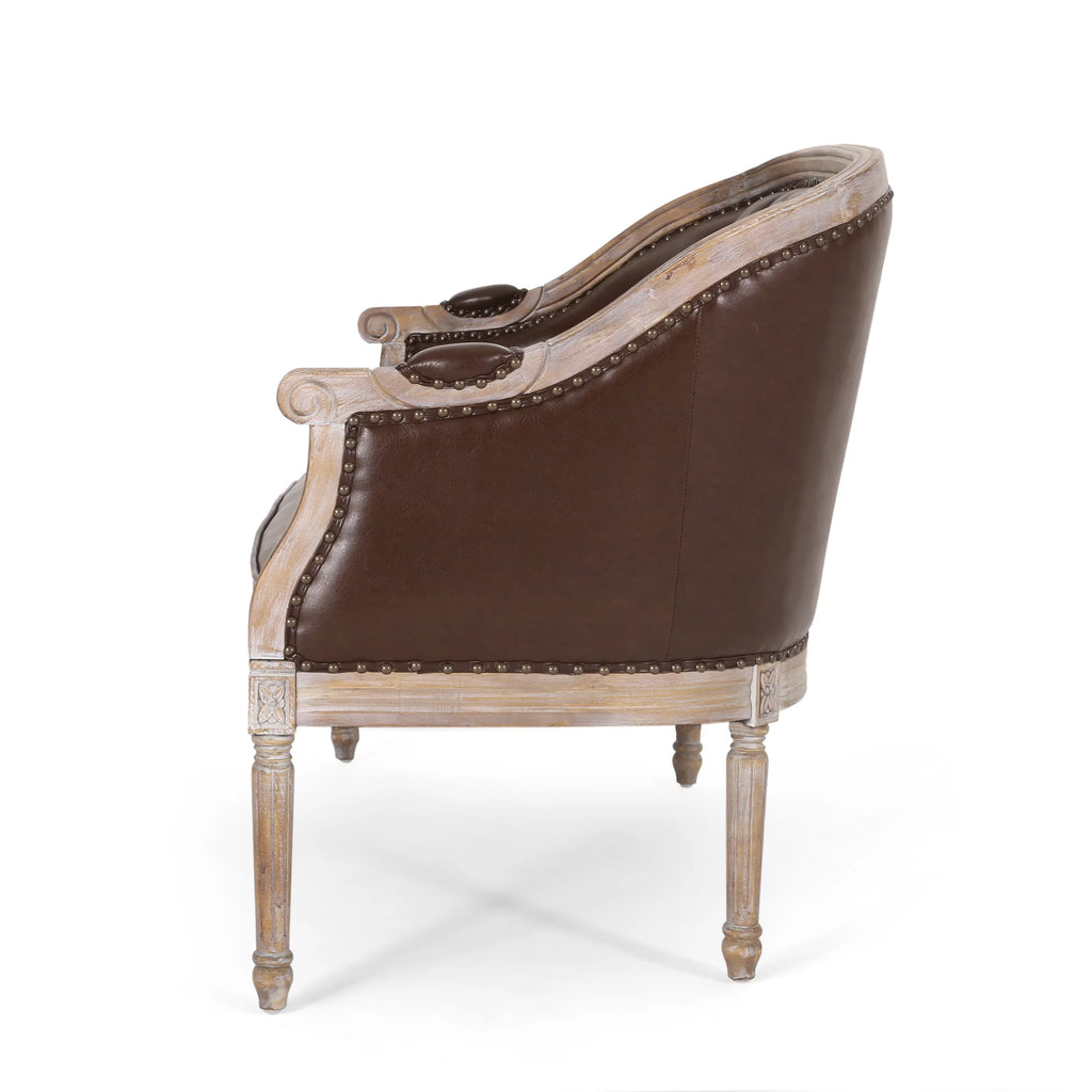 Dark Brown Faux Leather Loveseat Z30463
