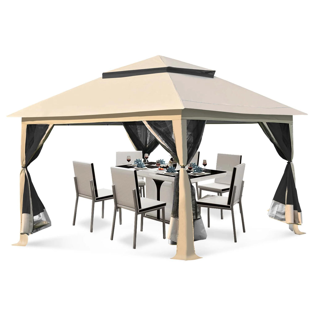 13 x 13 ft Pop up Gazebo Canopy Shelter with Mosquito Netting F72853