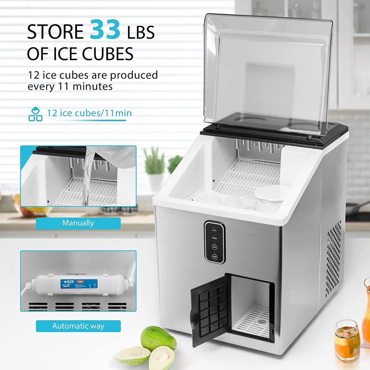 2 in 1 Countertop Ice Maker & Ice Shaver Machine Y975
