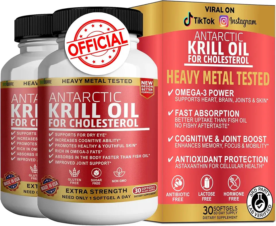 Krill Oil 500mg Omega-3 EPA DHA Astaxanthin 30 Softgels B64621