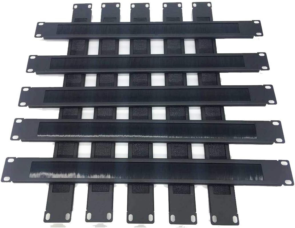 10 Pack 1U Horizontal Rack Mount Cable Management Panel with Cable Entry Brush M394117