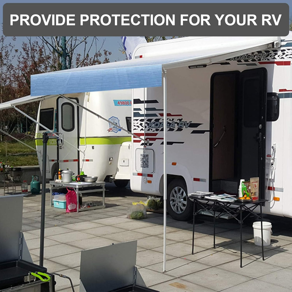 Waterproof Vinyl RV Awning Fabric Shade Screen - 18' J202