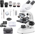 Compound Binocular Microscope, 40X-2000X Magnification, LED Illumination, Two-Layer Mechanical Stage Z8344