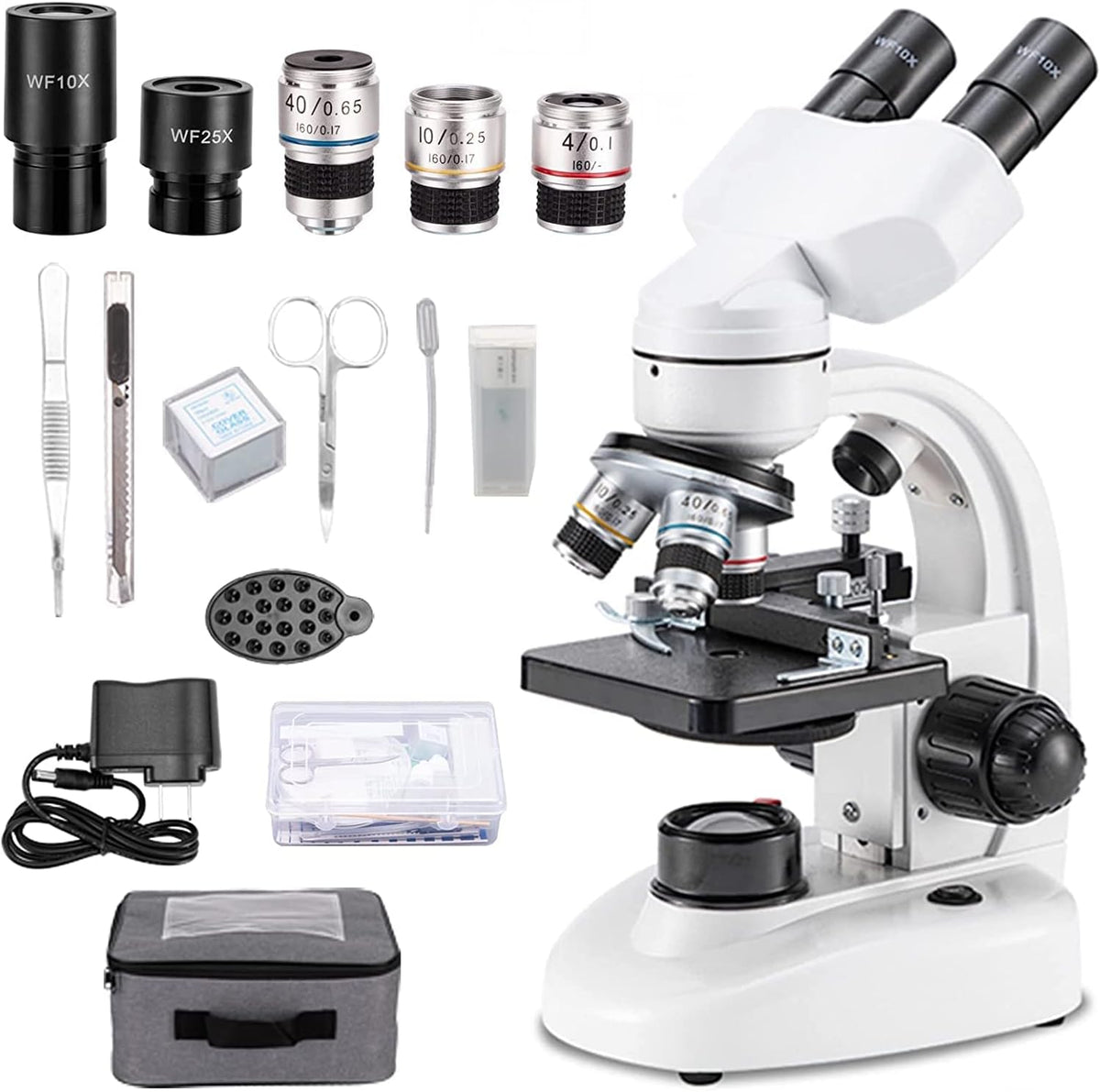 Compound Binocular Microscope, 40X-2000X Magnification, LED Illumination, Two-Layer Mechanical Stage Z8344