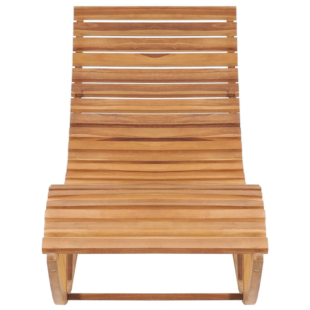 Wooden Rocking Sun Lounger with Green Cushion C897353