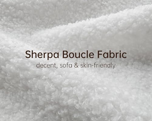 White 3 Seater Sherpa Boucle Sofa with Wood Legs W9388