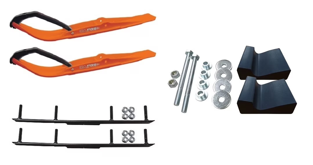 Orange Razor Snowmobile Skis with 4" Round Bars Complete Kit X576597
