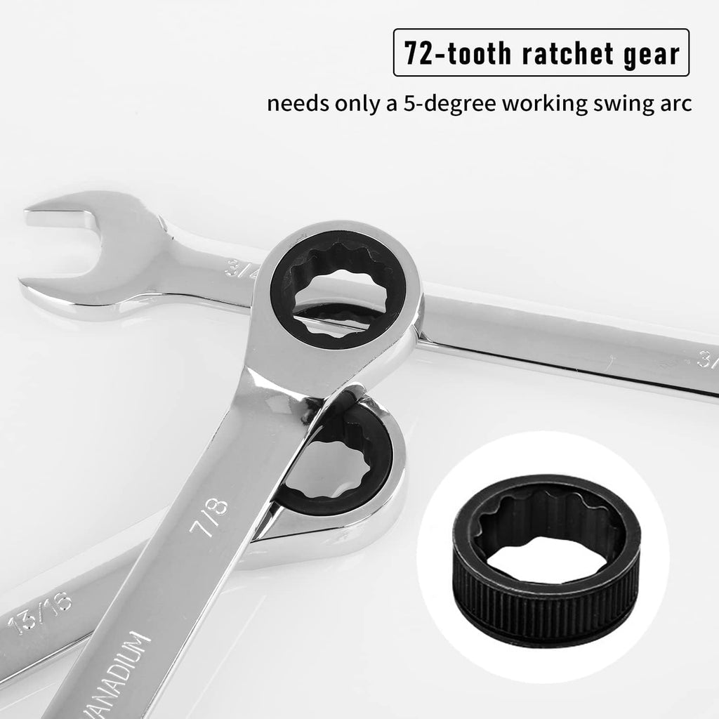 14-Piece Ratcheting Combination Wrench Set, Chrome Vanadium Steel P4123