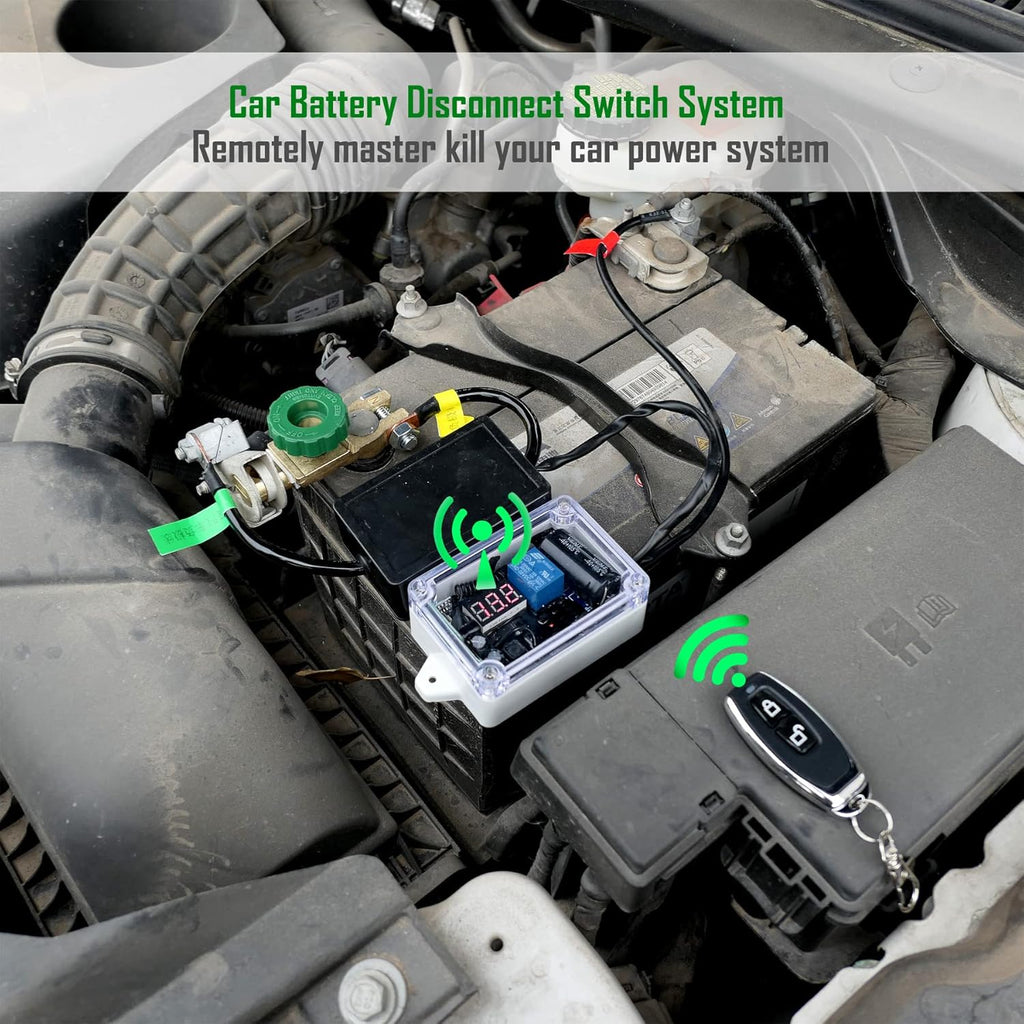 12V Battery Disconnect Switch with LED Digital Voltmeter Display Dual Wireless Control O856