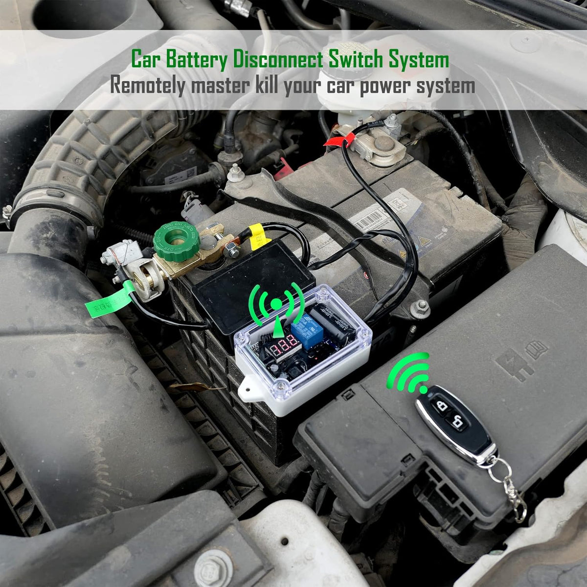 12V Battery Disconnect Switch with LED Digital Voltmeter Display Dual Wireless Control O856