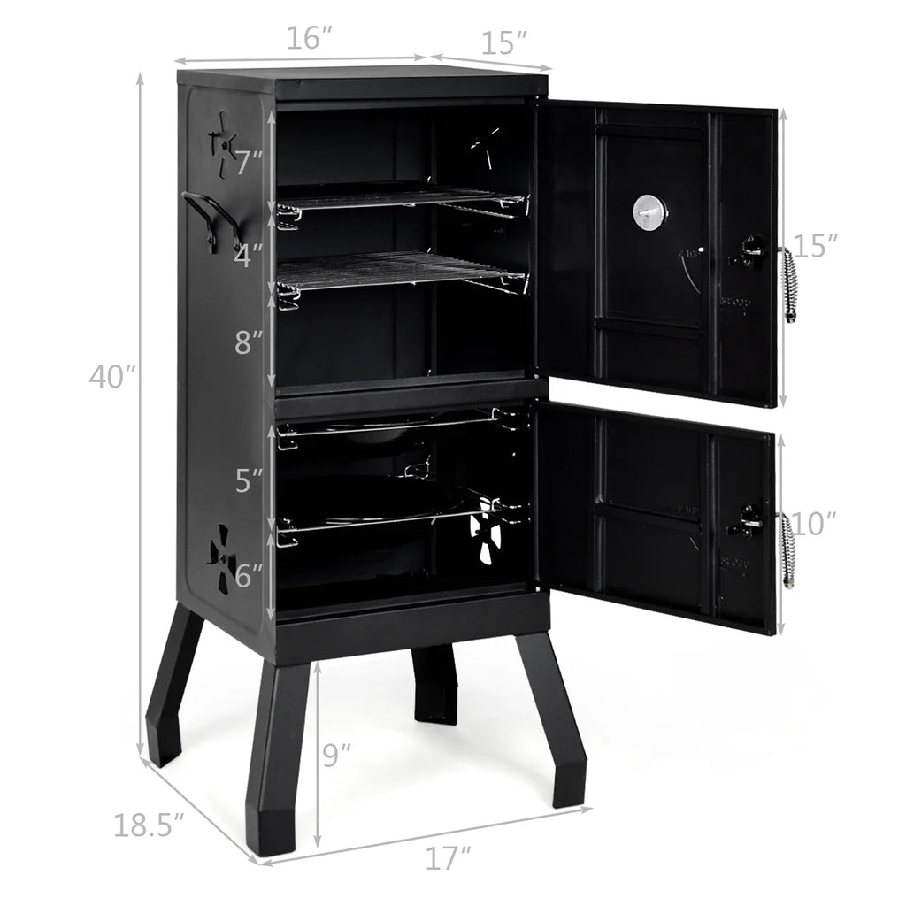 Vertical Charcoal Smoker BBQ Grill with Temperature Gauge M523