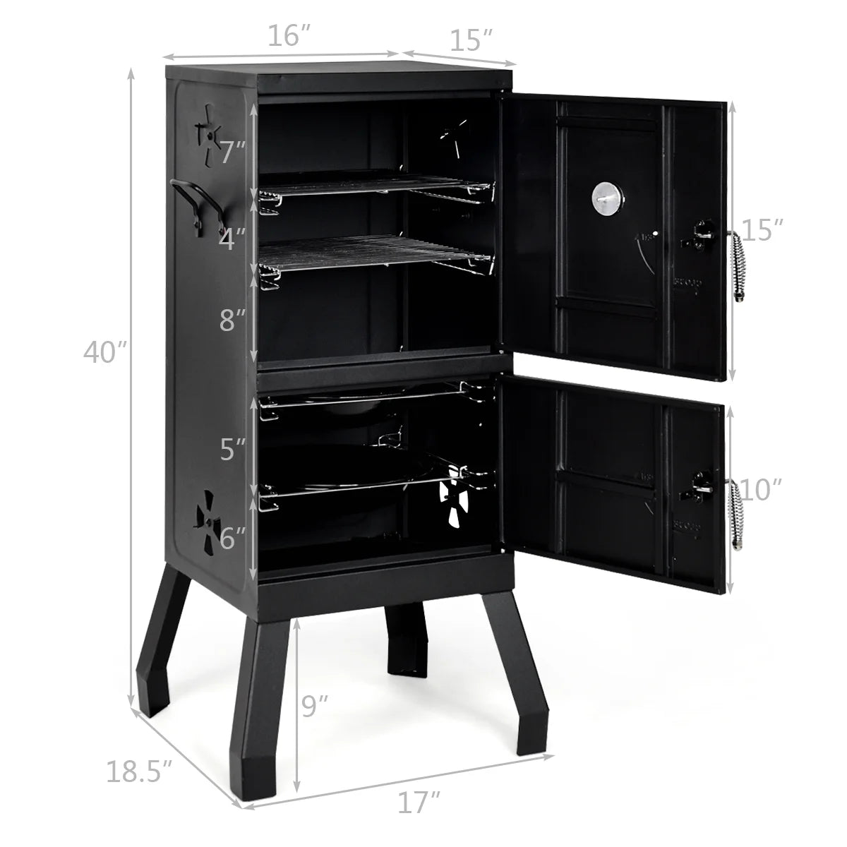 Vertical Charcoal Smoker BBQ Grill with Temperature Gauge M523