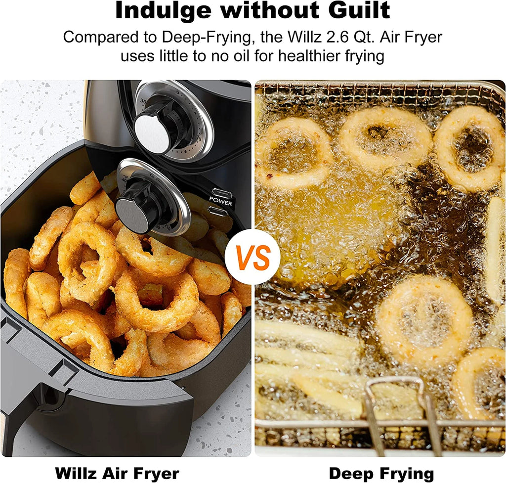 Compact Electric Air Fryer, Non-Stick Basket, 2.6 Quart, 1200W, Black L49524