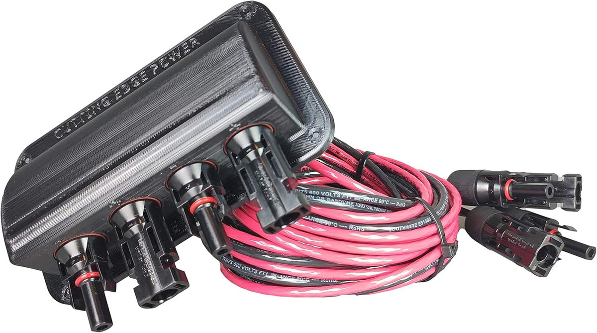 Solar Panel Weatherproof Cable Wire Entry Housing with Connectors, 4 Ports, 5 Ft, Pack of 2 H631423