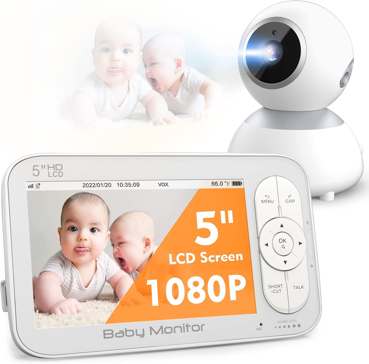 5" 1080P Video Baby Monitor with Camera and Audio, No WiFi, Night Vision G31306