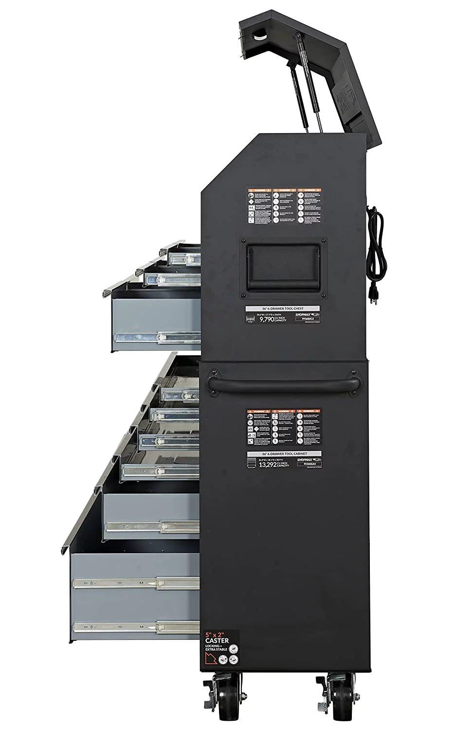 36″ 12-Drawer Tool Chest and Rolling Cabinet Combo, Black Z2571
