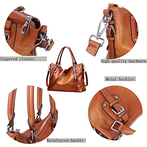 Genuine Leather Tote Shoulder Bag Satchel Purse Top Handle Hobo Crossbody Purse V6013
