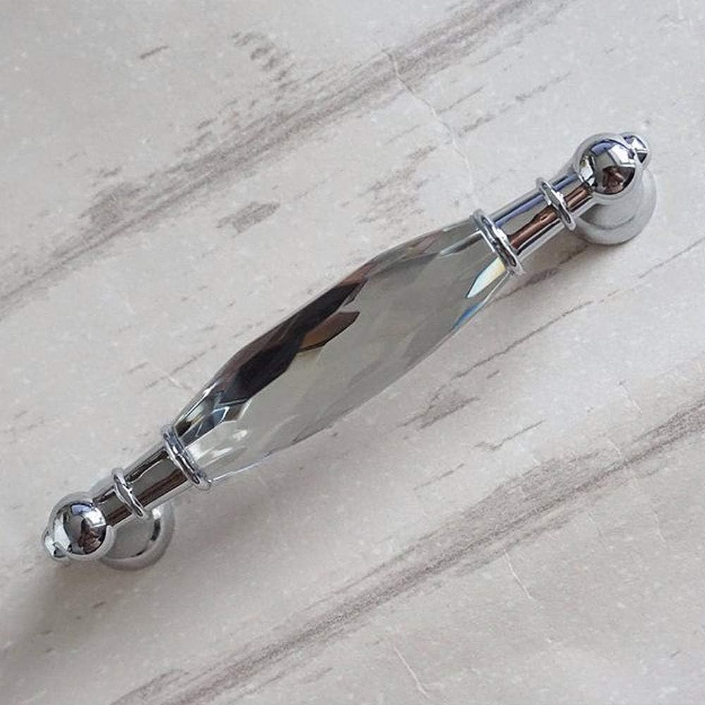 2 Pack 3-3/4 in Center-to-Center Glass Dresser Drawer Handles Chrome Metal Silver O692589