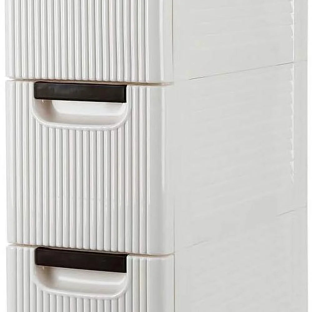 White 3-Tier Rolling Storage Cabinet with 3 Drawers O868338