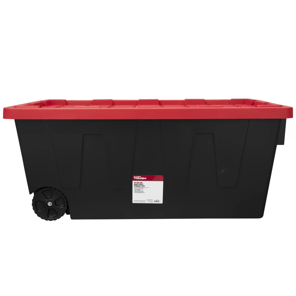 Black 50 Gallon Plastic Storage Bin with Snap Lid K653